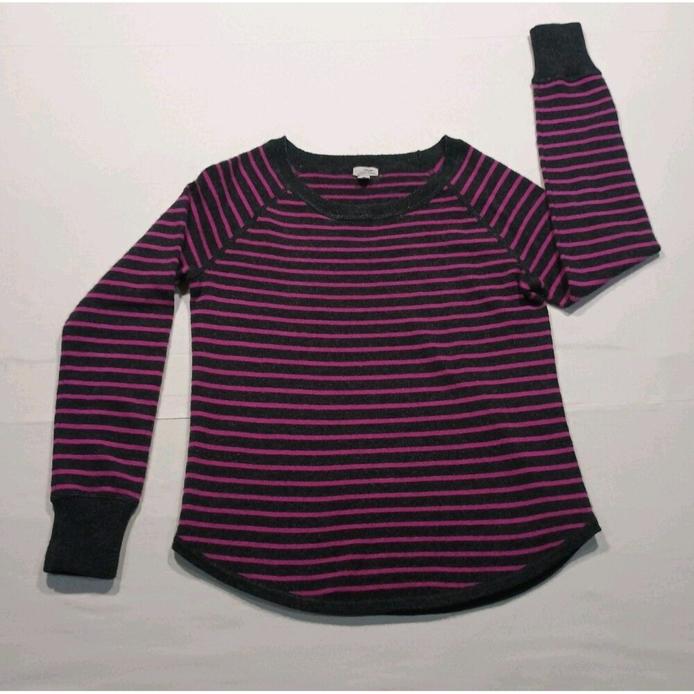 Halogen HLG6125 100% Cashmere Sweater Size M Black Magenta Pink Striped Knit